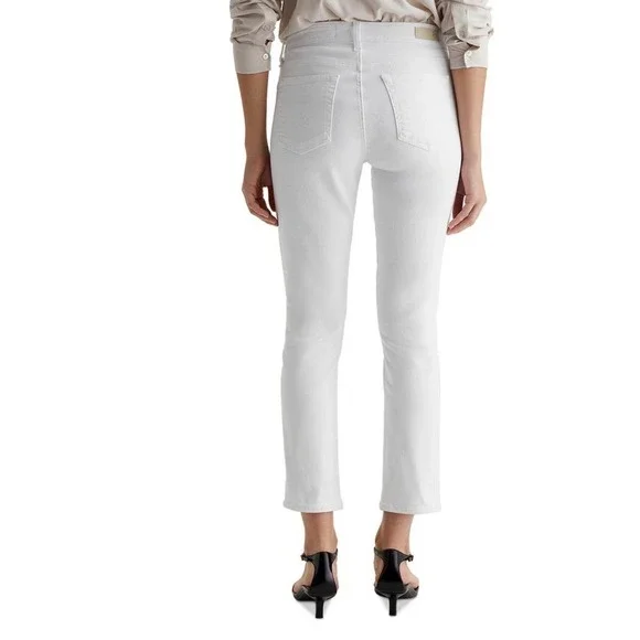 AG Adriano Goldschmied Saige Wide Leg Crop White Jeans Japanese Fabric NWT Sz 31